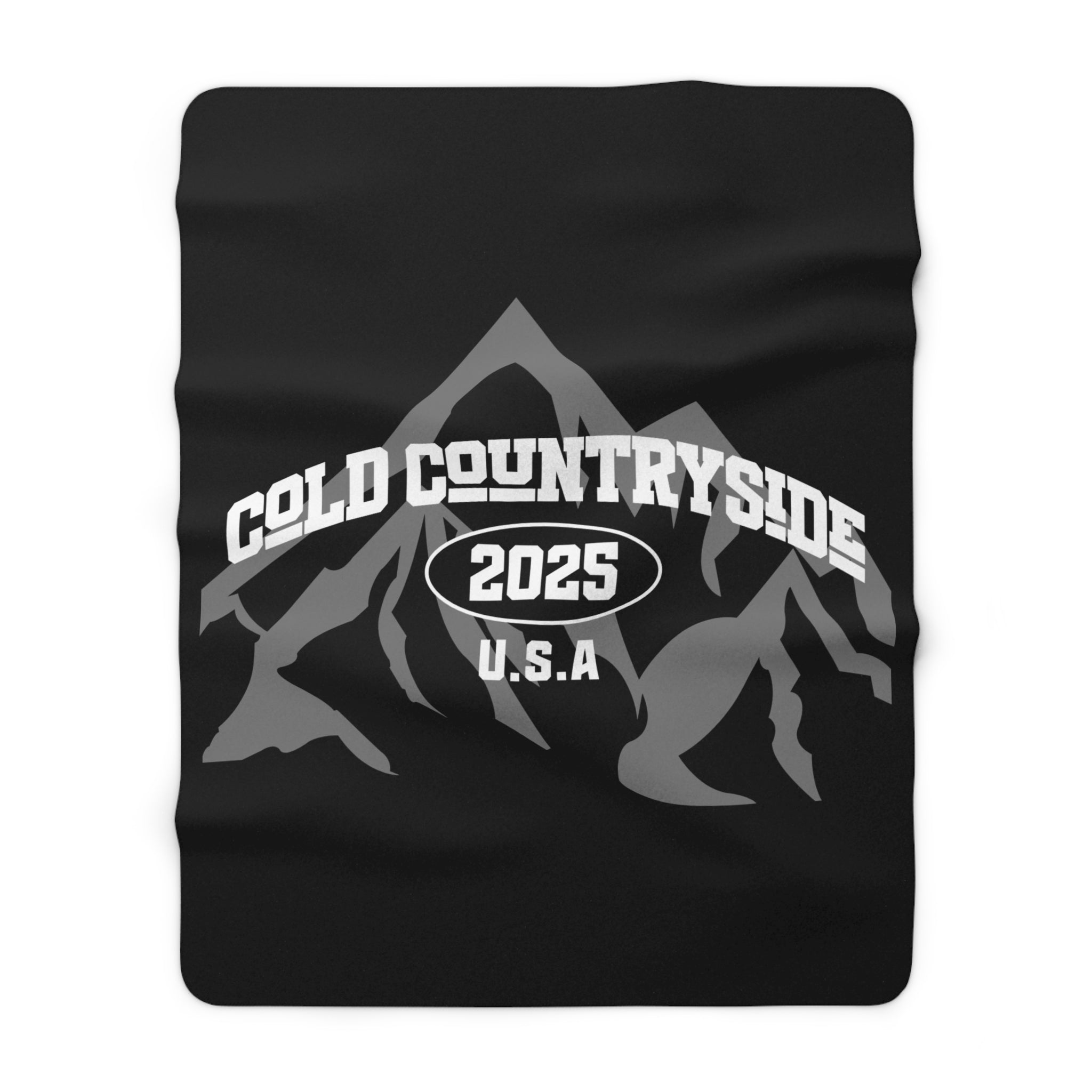 Cold Countryside 2025 Sherpa Fleece Blanket — Cozy Mountain USA Throw