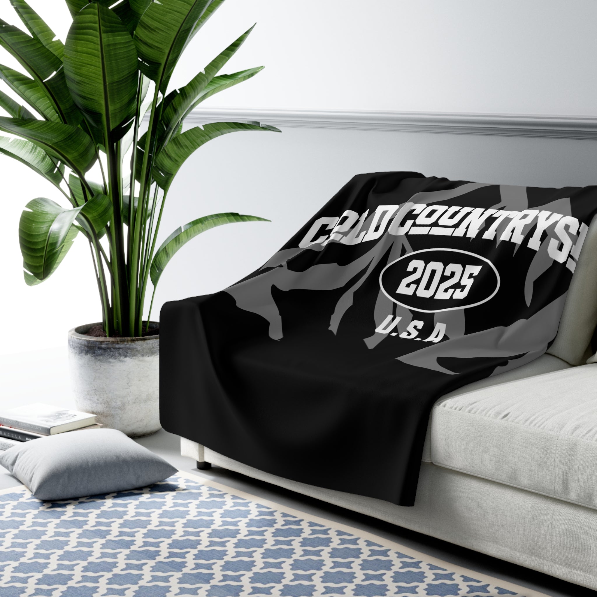 Cold Countryside 2025 Sherpa Fleece Blanket — Cozy Mountain USA Throw