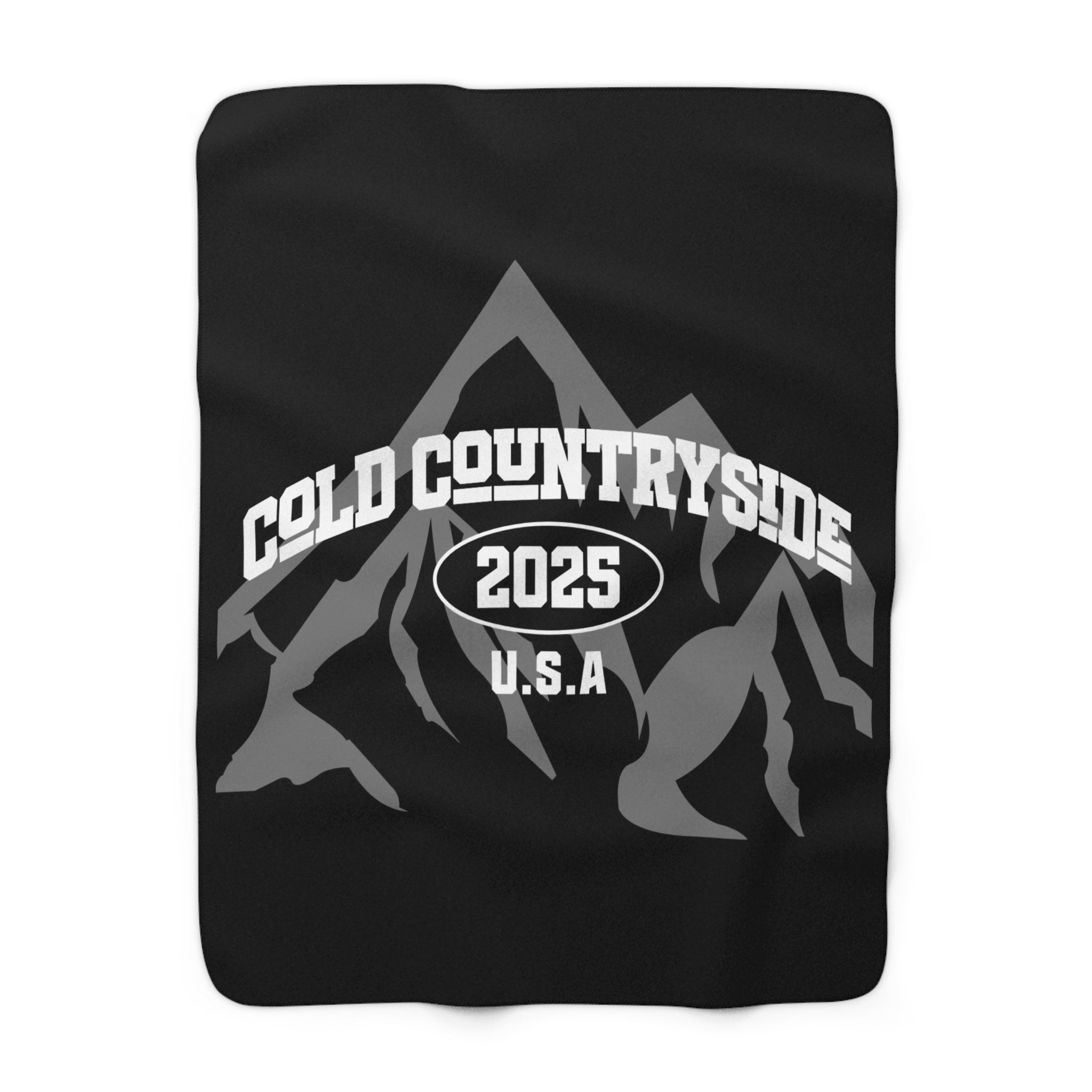 Cold Countryside 2025 Sherpa Fleece Blanket — Cozy Mountain USA Throw